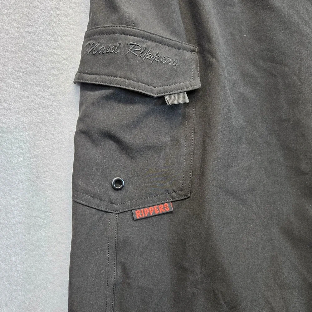 Maui Rippers Mens Black Board Shorts Swim Trunks Cargo Pocket Size 4X Stretch